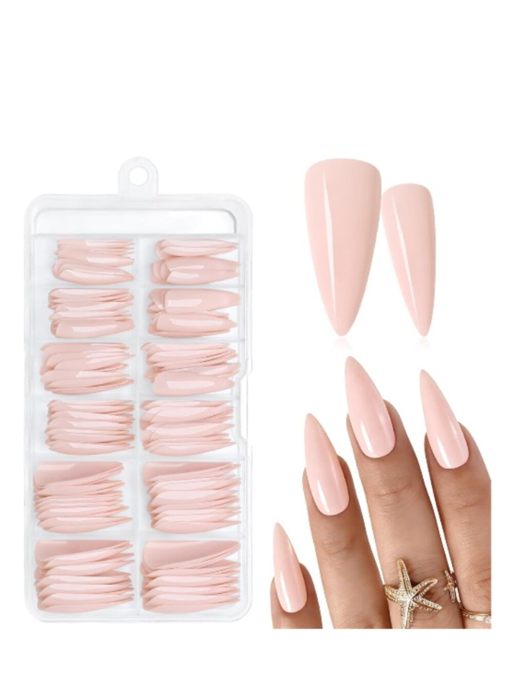 Soft Pink Long Stiletto Press-On Nails